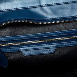 Pre Owned Celine Blue/Black Leather Mini Luggage Tote