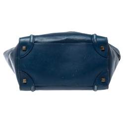 Pre Owned Celine Blue/Black Leather Mini Luggage Tote