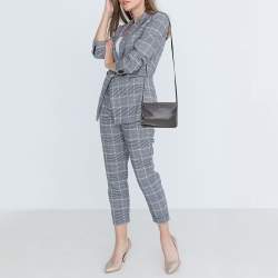 Pre Owned Celine Dark Grey Leather Trio Shoulder Bag