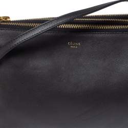 Pre Owned Celine Dark Grey Leather Trio Shoulder Bag