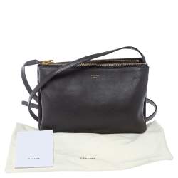 Pre Owned Celine Dark Grey Leather Trio Shoulder Bag