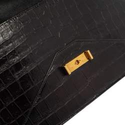 Pre Owned Celine Black Croc Diamond Clutch