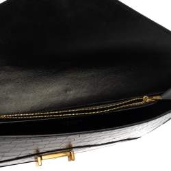Pre Owned Celine Black Croc Diamond Clutch