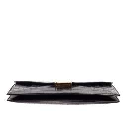Pre Owned Celine Black Croc Diamond Clutch