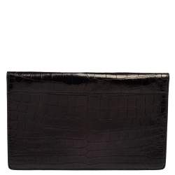 Pre Owned Celine Black Croc Diamond Clutch
