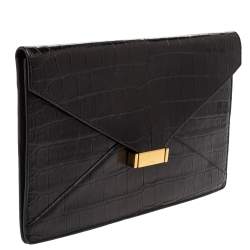 Pre Owned Celine Black Croc Diamond Clutch