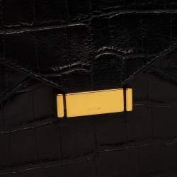 Pre Owned Celine Black Croc Diamond Clutch