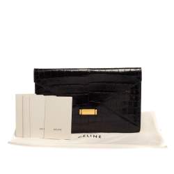 Pre Owned Celine Black Croc Diamond Clutch