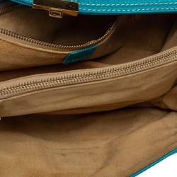 Pre Owned Celine Turquoise Leather Vintage Shoulder Bag