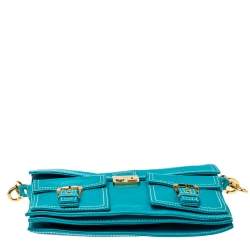Pre Owned Celine Turquoise Leather Vintage Shoulder Bag