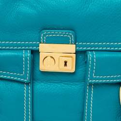 Pre Owned Celine Turquoise Leather Vintage Shoulder Bag