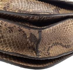 Pre Owned Celine Brown Python Medium Classic Box Shoulder Bag