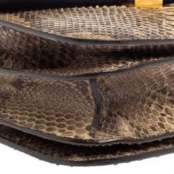 Pre Owned Celine Brown Python Medium Classic Box Shoulder Bag