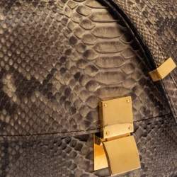 Pre Owned Celine Brown Python Medium Classic Box Shoulder Bag