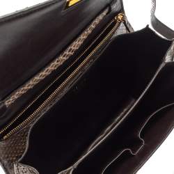 Pre Owned Celine Brown Python Medium Classic Box Shoulder Bag
