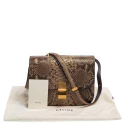 Pre Owned Celine Brown Python Medium Classic Box Shoulder Bag