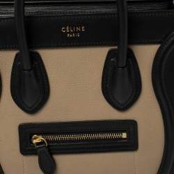 Pre Owned Celine Multicolor Leather and Suede Nano Luggage Tote