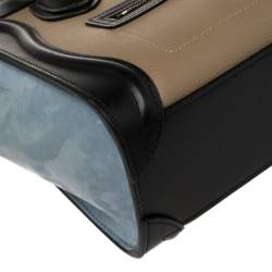 Pre Owned Celine Multicolor Leather and Suede Nano Luggage Tote