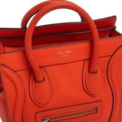 Pre Owned حقيبة يد سيلين نانو لاغيدج جلد برتقالي 