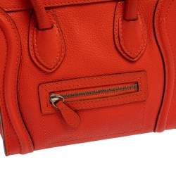 Pre Owned حقيبة يد سيلين نانو لاغيدج جلد برتقالي 