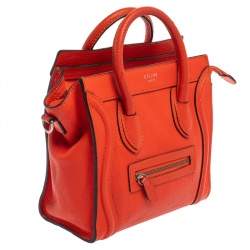 Pre Owned حقيبة يد سيلين نانو لاغيدج جلد برتقالي 