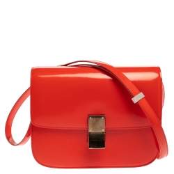 Celine Tangerine Leather Medium Classic Box Shoulder Bag