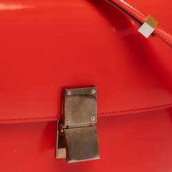 Pre Owned Celine Tangerine Leather Medium Classic Box Shoulder Bag