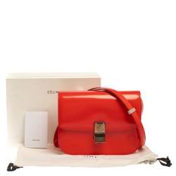 Pre Owned Celine Tangerine Leather Medium Classic Box Shoulder Bag