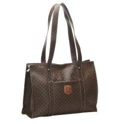 Pre Owned Celine Brown/Dark Brown Macadam Canvas Tote Bag
