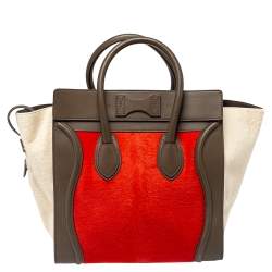 Celine Tri Color Pony Hair and Leather Mini Luggage Tote
