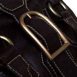 Pre Owned Celine Brown Leather Buckle Satchel