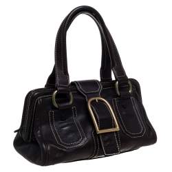 Pre Owned Celine Brown Leather Buckle Satchel