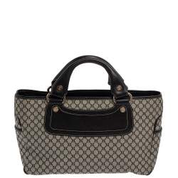 Pre Owned Celine Black/Grey Macadam Canvas And Leather Boogie Tote