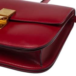 Pre Owned Celine Red Leather Medium Classic Box Shoulder Bag