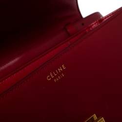 Pre Owned Celine Red Leather Medium Classic Box Shoulder Bag