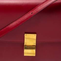 Pre Owned Celine Red Leather Medium Classic Box Shoulder Bag