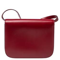 Pre Owned Celine Red Leather Medium Classic Box Shoulder Bag