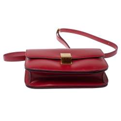 Pre Owned Celine Red Leather Medium Classic Box Shoulder Bag