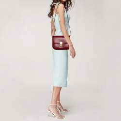 Pre Owned Celine Red Leather Medium Classic Box Shoulder Bag