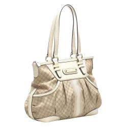 Pre Owned Celine Brown/Beige Canvas Macadam Shoulder Bag