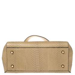 Pre Owned Celine Beige Python Medium Edge Bag