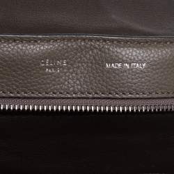 Pre Owned Celine Khaki Beige Leather and Suede Medium Trapeze Top Handle Bag