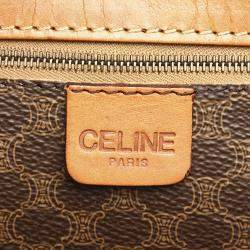 Celine Brown/Beige Coated Canvas Macadam Travel Bag 