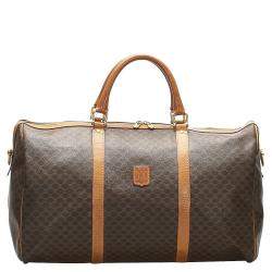 Celine Brown/Beige Coated Canvas Macadam Travel Bag 