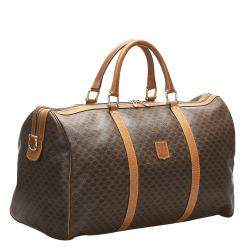 Celine Brown/Beige Coated Canvas Macadam Travel Bag 