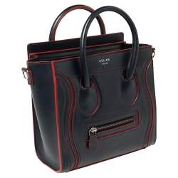 Pre Owned حقيبة يد لاغيدج سيلين نانيو جلد حمراء/ كحلية