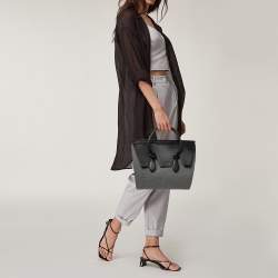 Pre Owned Celine Grey Felt and Leather Medium Tie Tote
