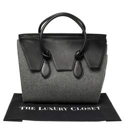 Pre Owned Celine Grey Felt and Leather Medium Tie Tote