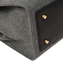 Pre Owned Celine Grey Felt and Leather Medium Tie Tote