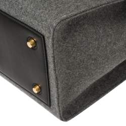 Pre Owned Celine Grey Felt and Leather Medium Tie Tote